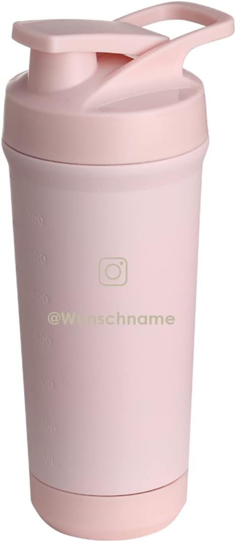 Teemando Individually Engraved Premium Stainless Steel Shaker with Your Desired Engraving 750 ml, Leak-proof Lid, Shaker Ball, Dishwasher Safe for Protein Shakes, Fitness Diet Gift (Pink)