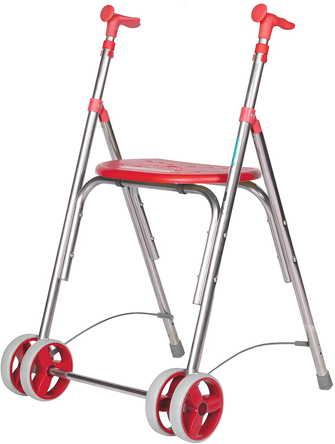 Forta Rollator C30 Aluminium Folding Height Adjustable Rollator Coral