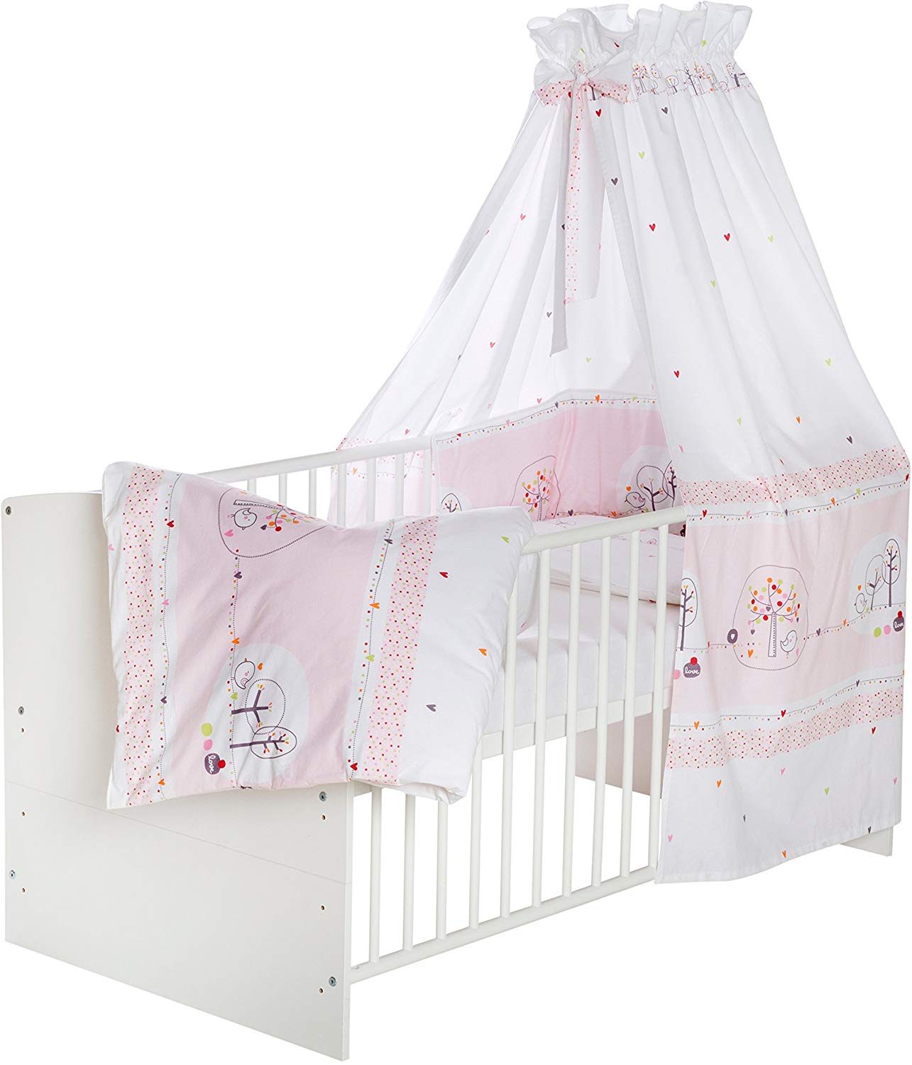 Schardt Classic Complete Bed Cot 4-Piece Set Bed Set, Canopy Pole and Mattr