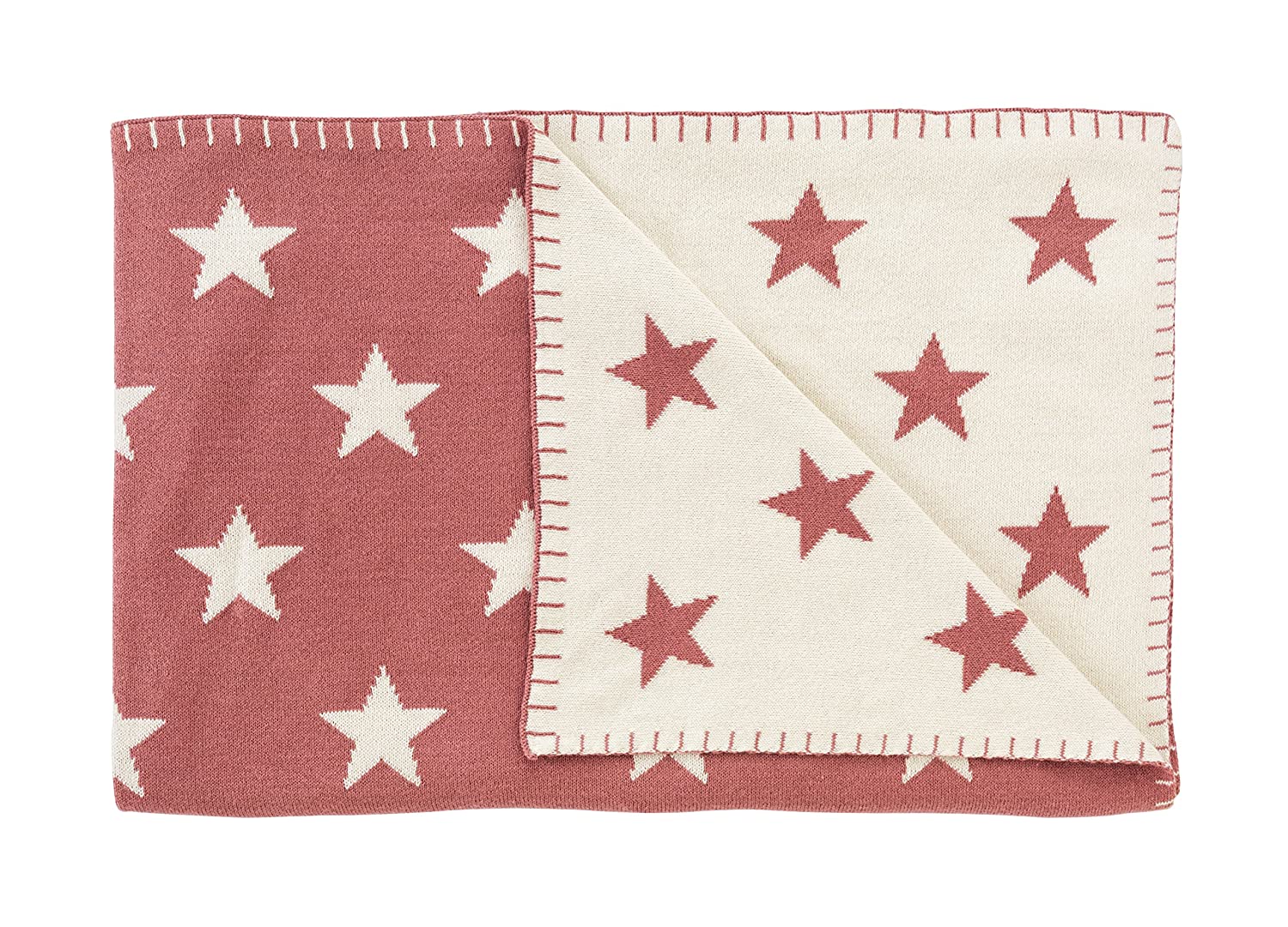 Schardt 15 001 196 Strick- Kuscheldecke Big Star, Sunset Red,, Rot