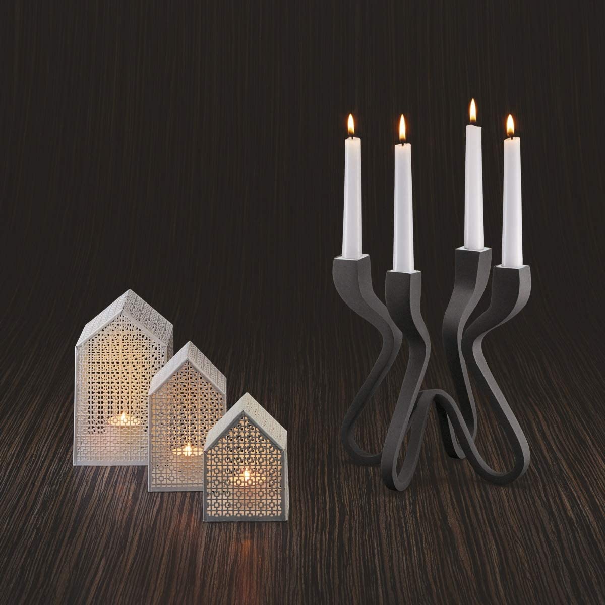 Philippi Cleopatra Polished Aluminium Candelabra With Powder Coating, 23 (H) cm
