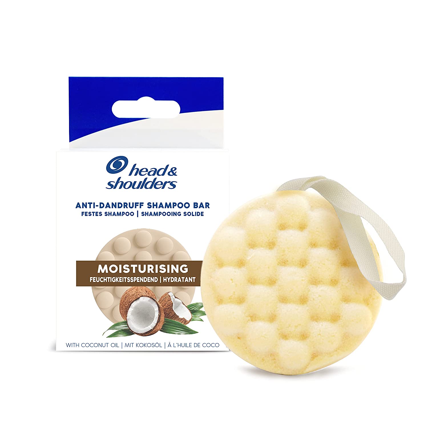 head&shoulders Head & Shoulders Moisturising Solid Anti-Dandruff Shampoo with Coconut Oil 70 g, ‎white