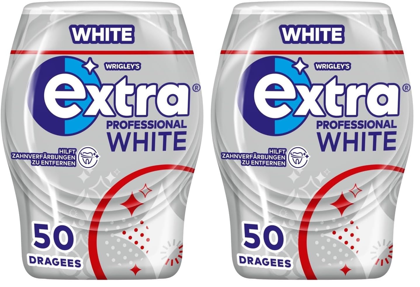 EXTRA Store Extra Professional White Sugar Free Chewing Gum, 50 Dragees (Pack of 2)