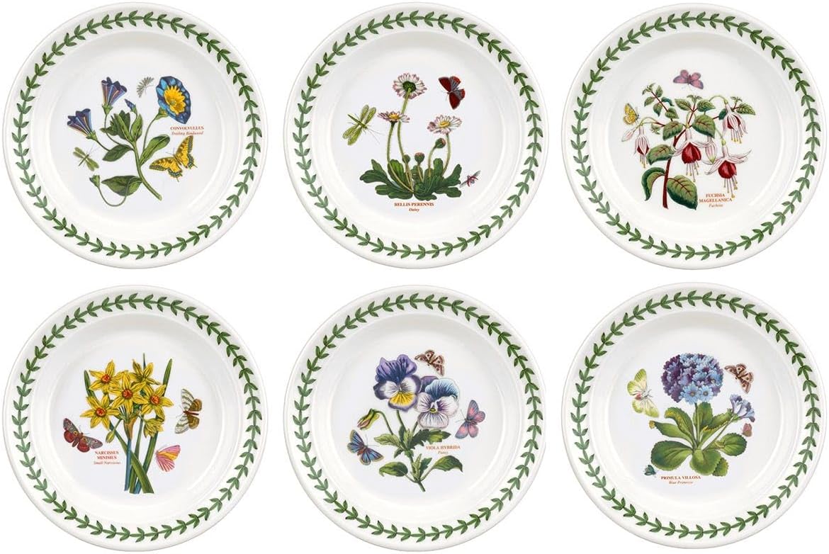 Portmeirion Home & Gifts BG05082 Botanic Garden Side Plates, 16.5 cm, Set of 6, White
