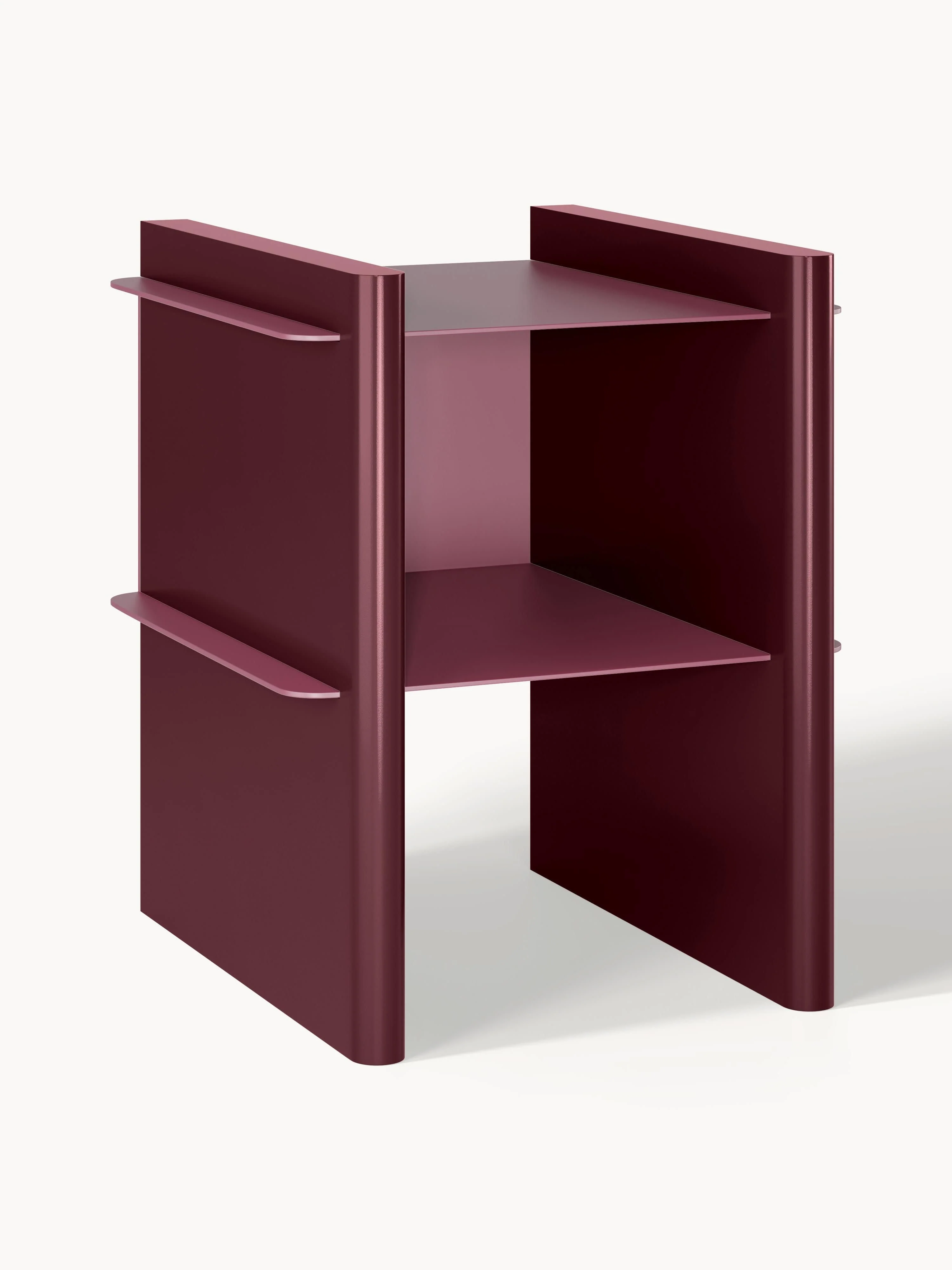 Westwing Collection Rami bedside table with metal elements, Pink, Bordeaux