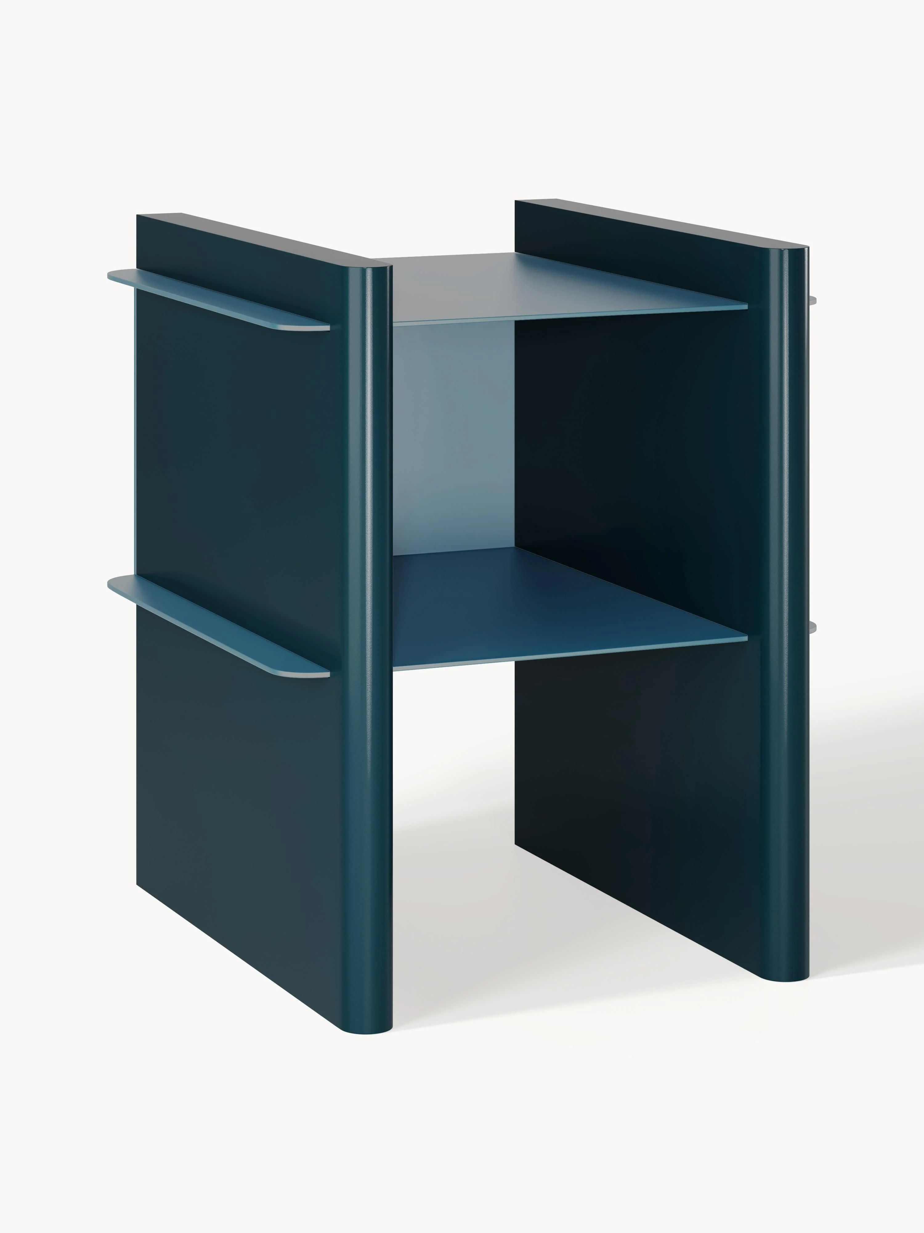 Westwing Collection Rami bedside table with metal elements, Blue, petrol