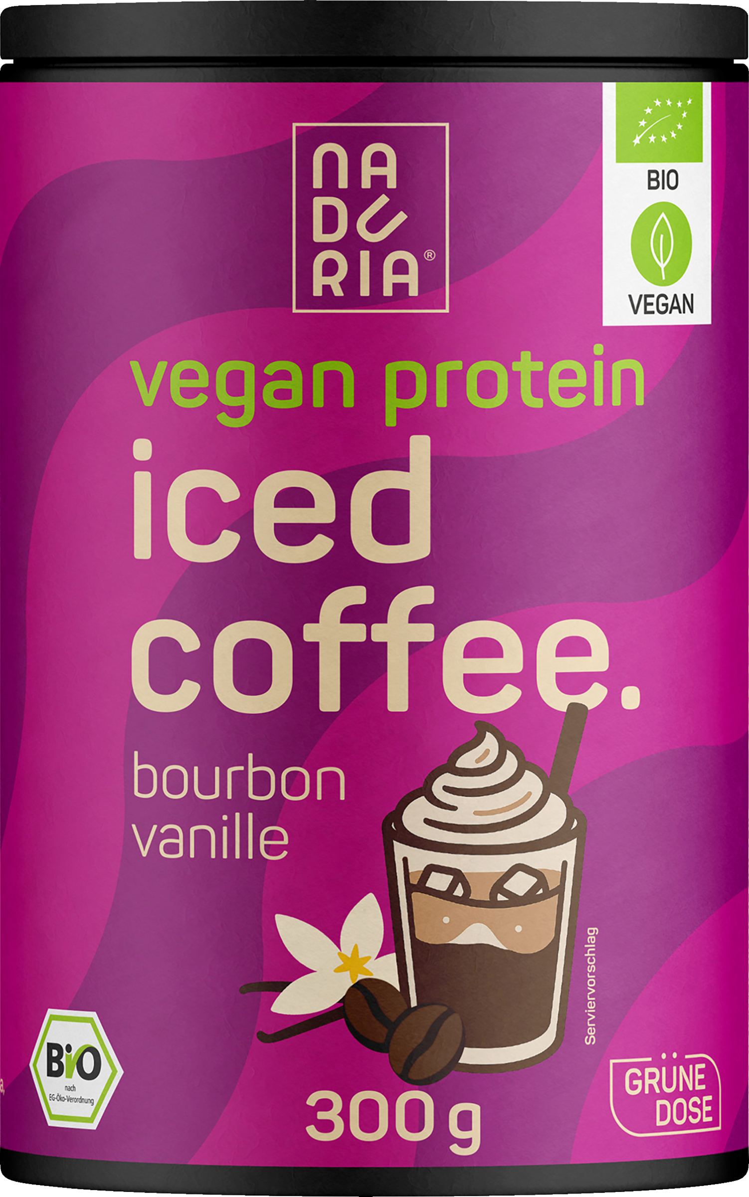 Naduria Organic Vegan Protein Iced Coffee Bourbon Vanilla 300g