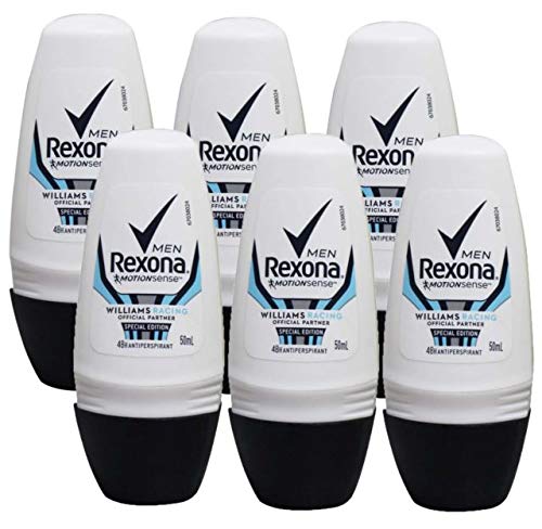 Rexona Williams Racing Motion Sense Men\'s Roll-On Deodorant 50 ml Pack of 6
