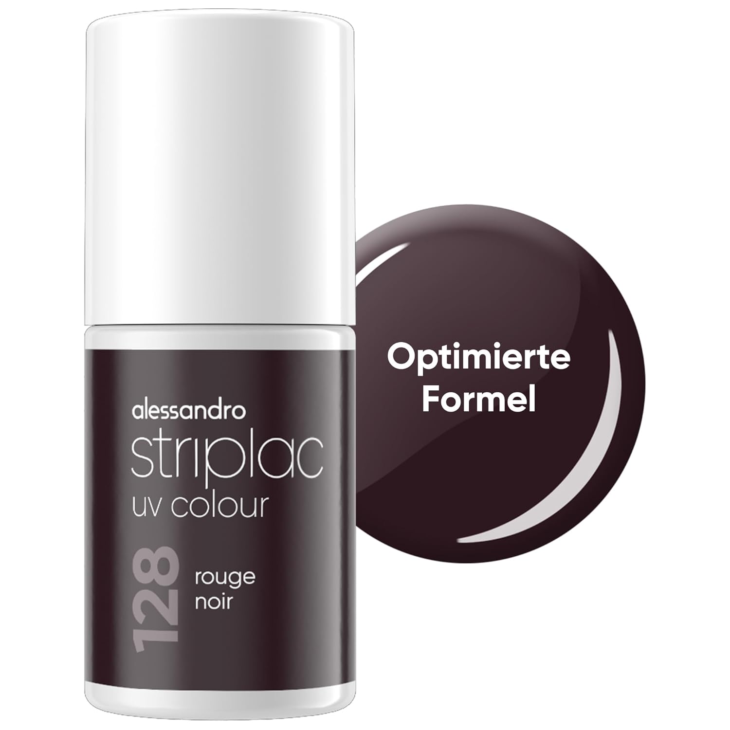 alessandro Striplac UV Nail Polish, Rouge Noir, Opaque & Scratch-Resistant for up to 15 Days, Easy to Apply, Gentle Peel Technology, Vegan, Red, 6.5 ml