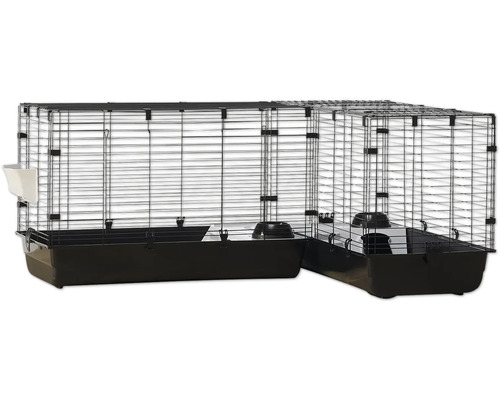 Rodent cage SAVIC Savic Cubix Corner approx. 148 x 50 x 63.5 cm, innovative L-shaped design, foldable, for small rodents gray / black