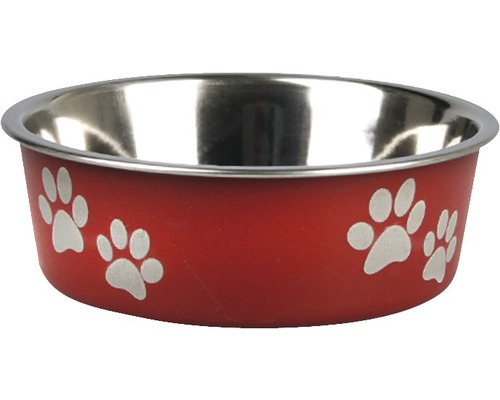 Karlie Bowl Ascar with paws 300 ml dark red