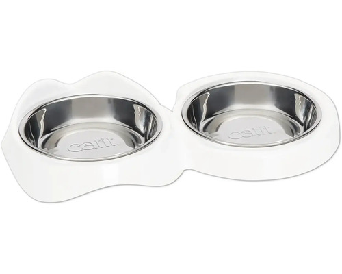 Bowl catit Pixi double bowl, ergonomically shaped, dishwasher safe 200 ml white