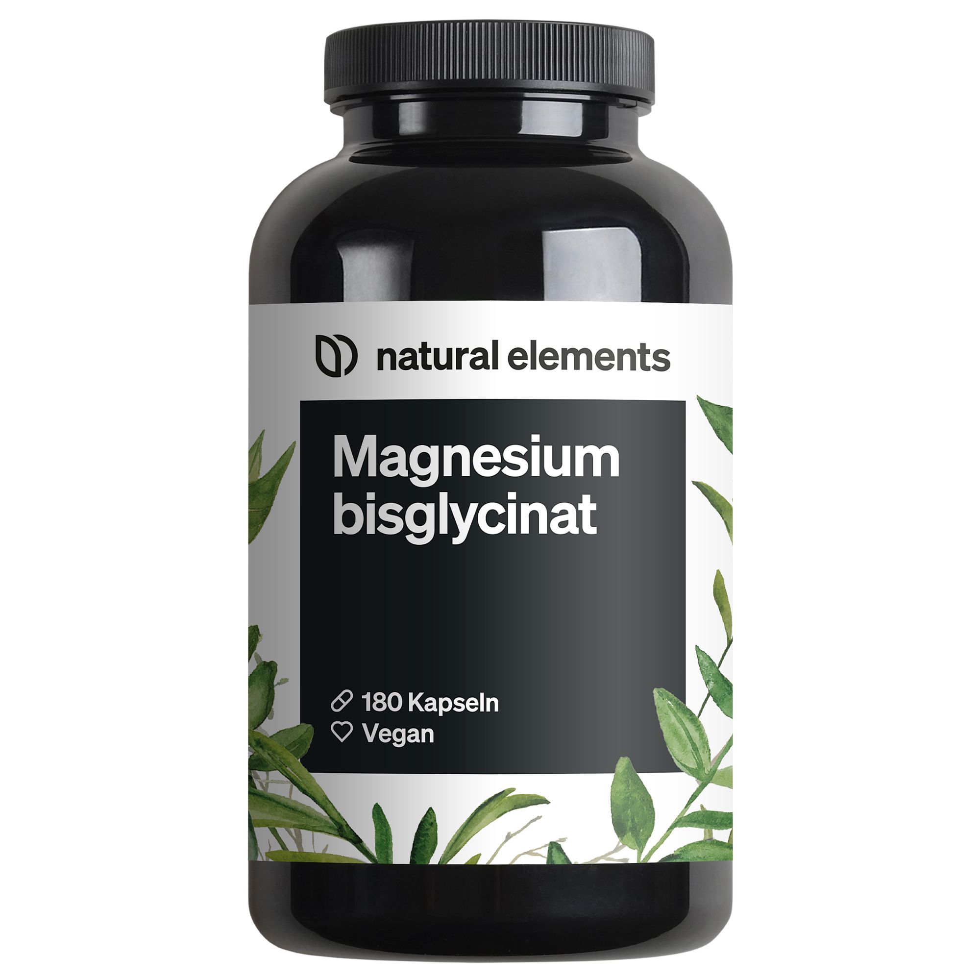 natural elements Magnesium Bisglycinate – Chelated Magnesium – 180 Capsules – 300mg Magnesium/Day 156 g