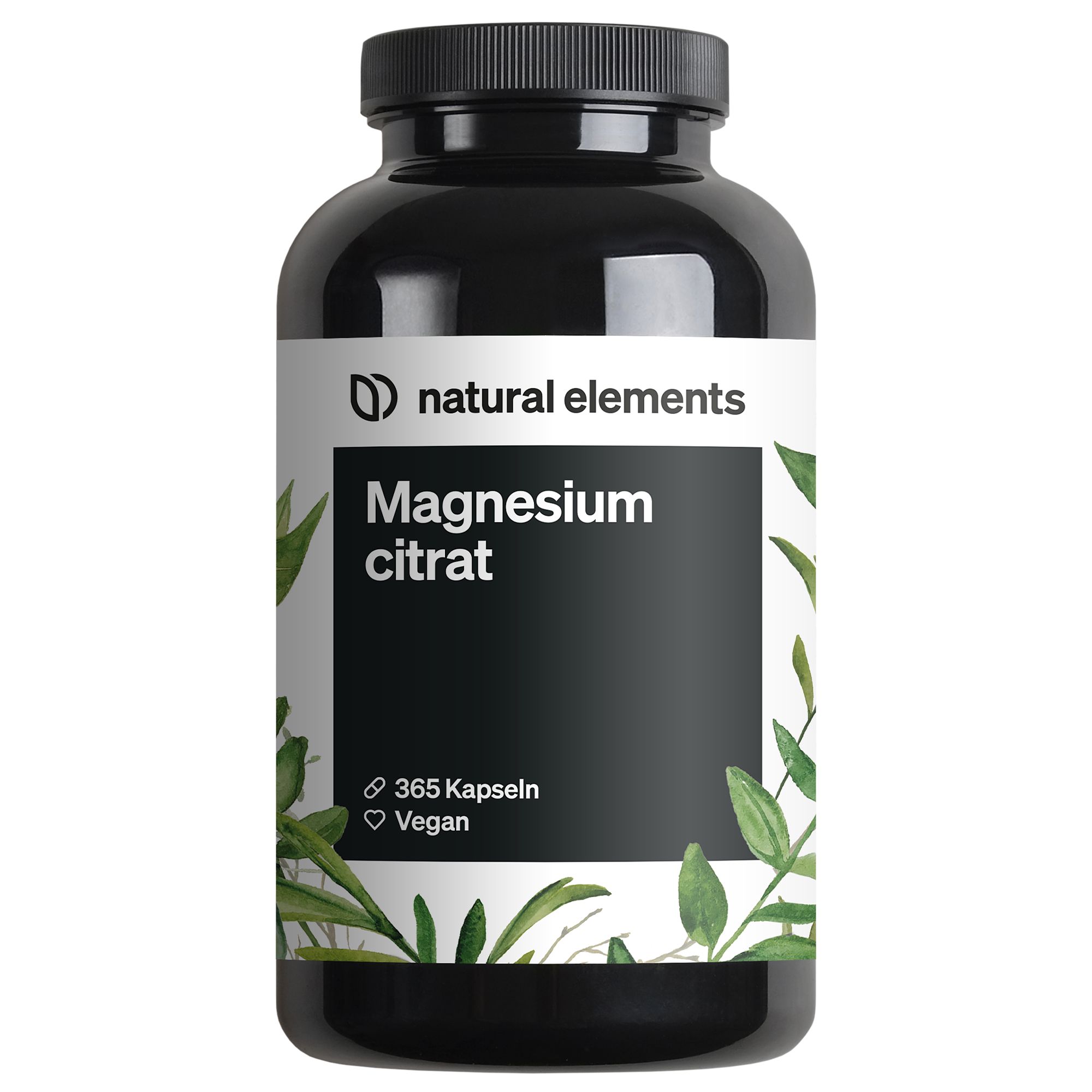 natural elements Premium Magnesium Citrate – 365 Capsules – 2320mg of which 360mg Magnesium/daily dose 325 g
