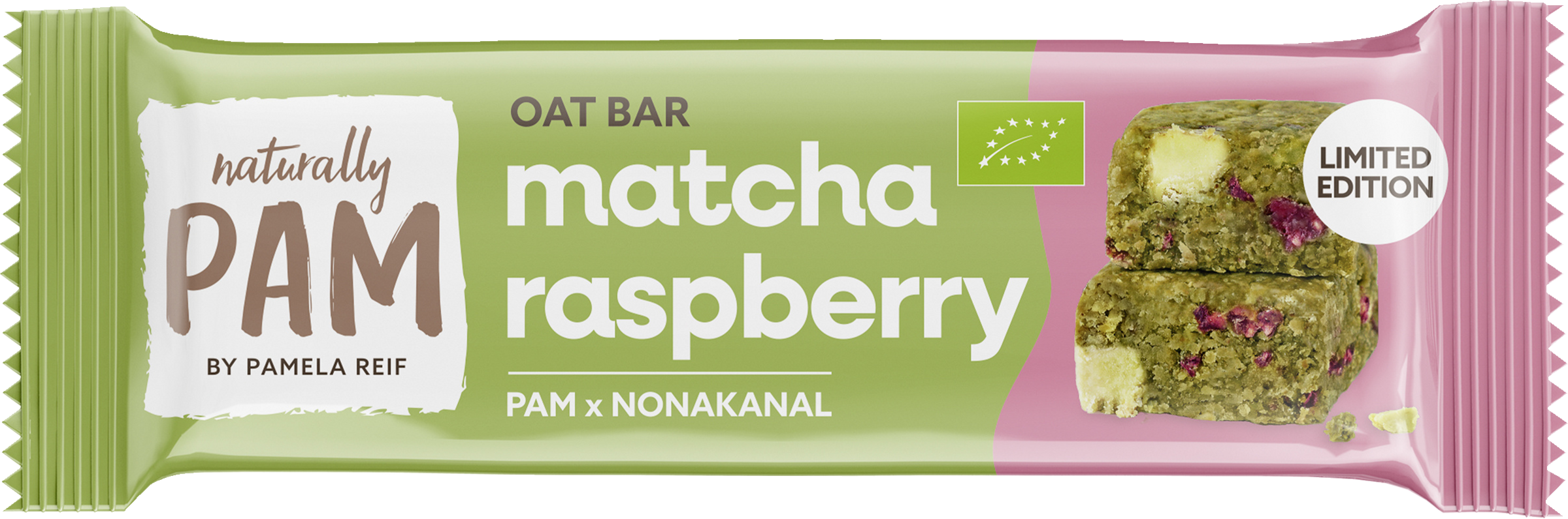 Naturally PAM Organic Oat Bar Matcha Raspberry 40g