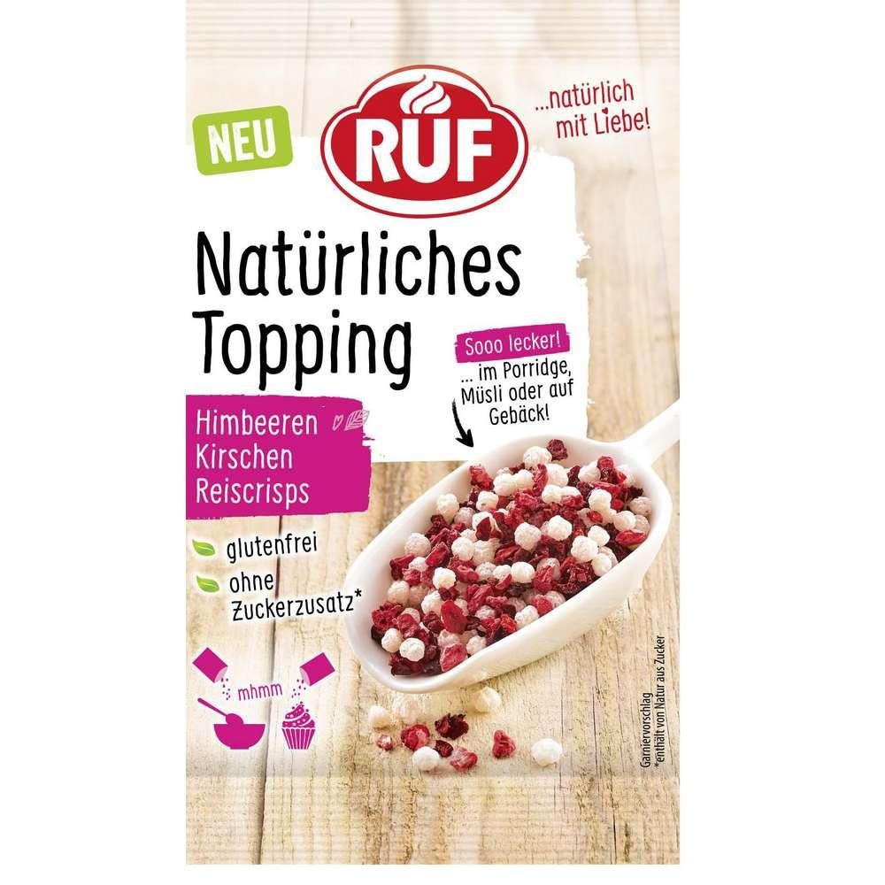 RUF Natural topping, raspberries, cherries, rice crisps