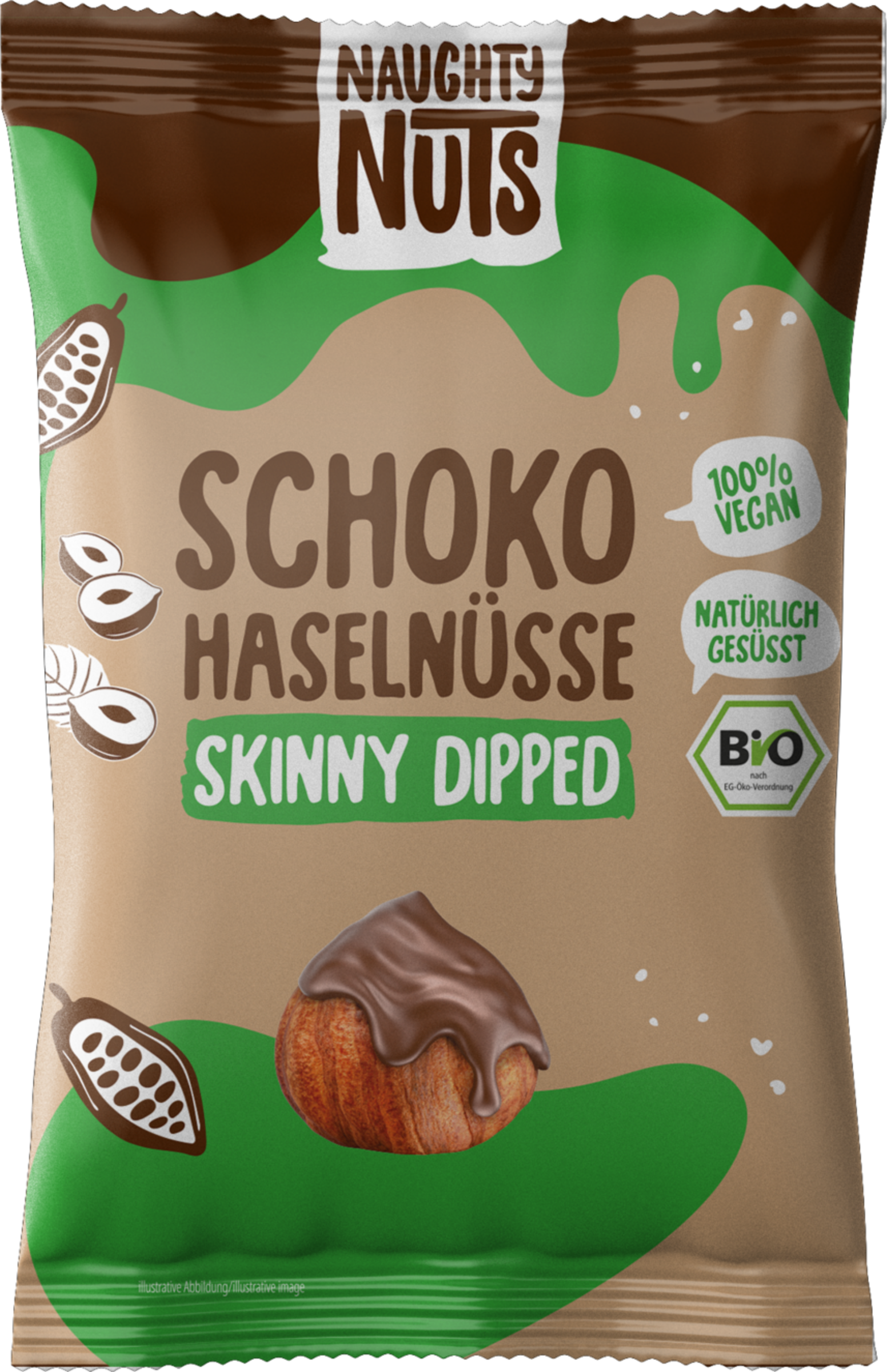 Naughty Nuts Organic Chocolate-Covered Hazelnuts Skinny Dipped 40g
