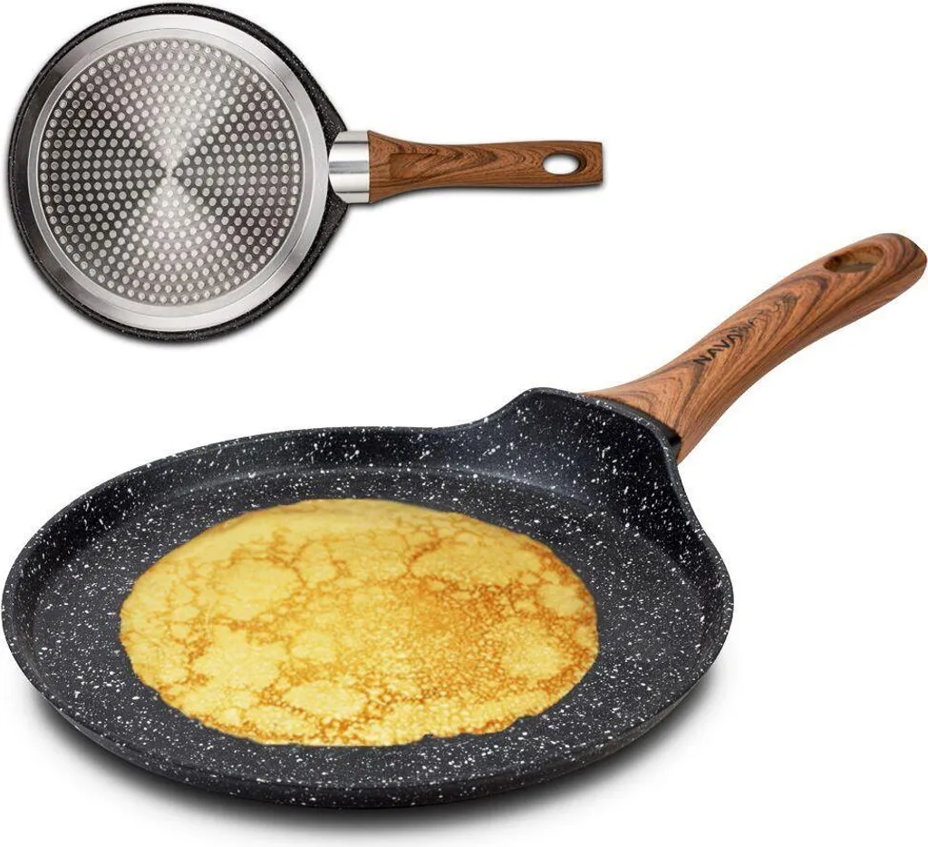 NAVA frying pan / frying pan NATURE with granite coating for pancakes and omelets, 24 cm, for gas and induction hobs