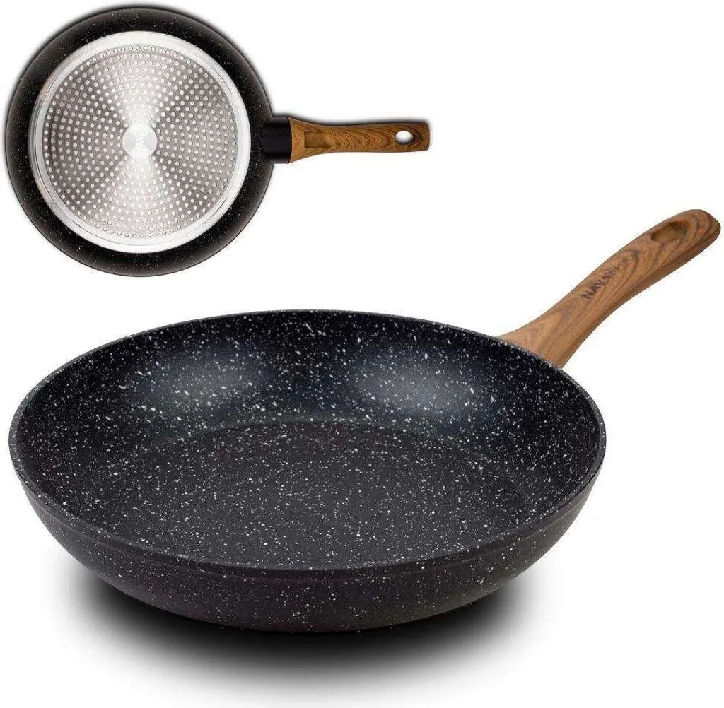 NAVA frying pan / frying pan NATURE with granite coating for frying and braising food, 28 cm, for gas and induction hobs