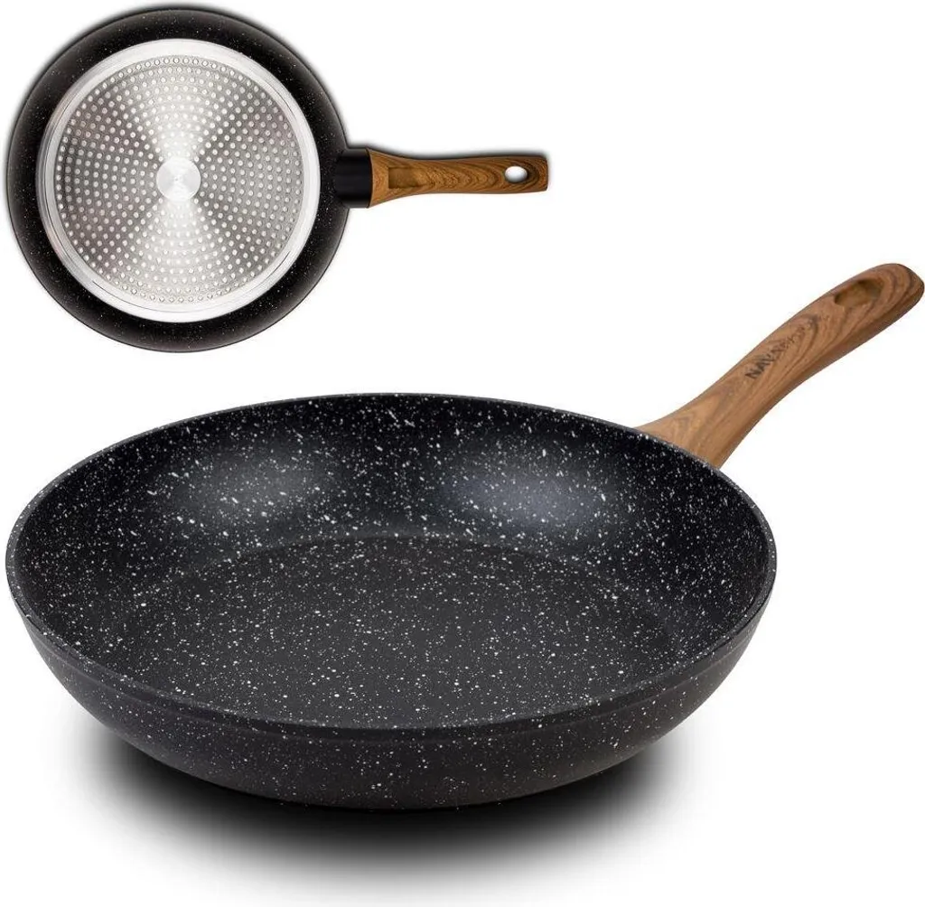 NAVA frying pan / frying pan NATURE with granite coating for frying and braising food, 30 cm, for gas and induction hobs
