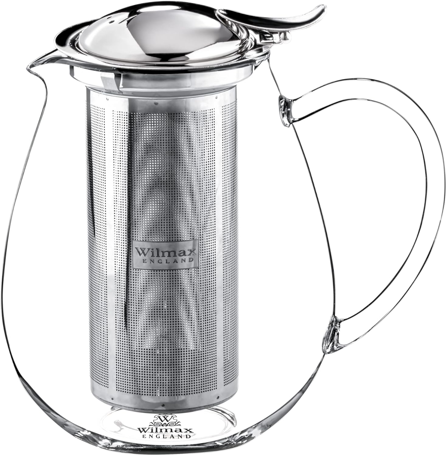 Wilmax Glass Teapot with Strainer Insert 1300 ml Teapot Tea Maker for Loose Tea Completely Transparent Removable Filter Pot Function Dishwasher Safe Gift Idea