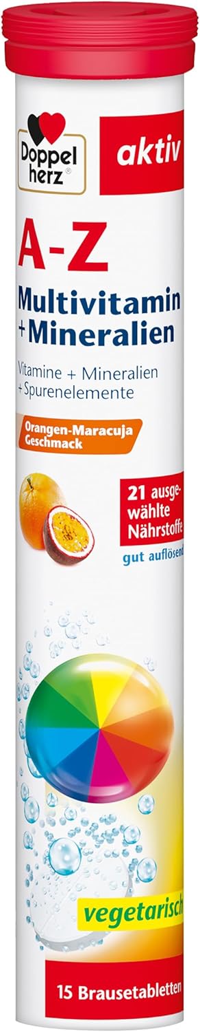 Doppelherz A-Z Multivitamin + Minerals - 21 Selected Nutrients to Support Health and Wellbeing - 15 Effervescent Tablets