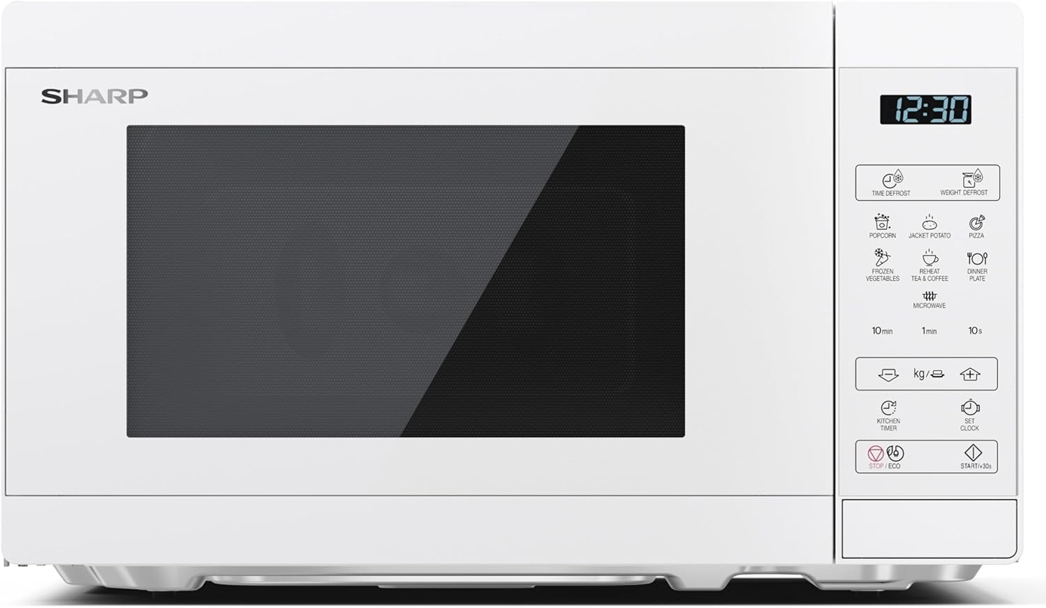 Sharp Microwave YC-MS02E-C 20L, Crystal White, 800W, Digital Control, 11 Power Levels, 8 Programs, Defrost Function, Eco Mode, Child Lock