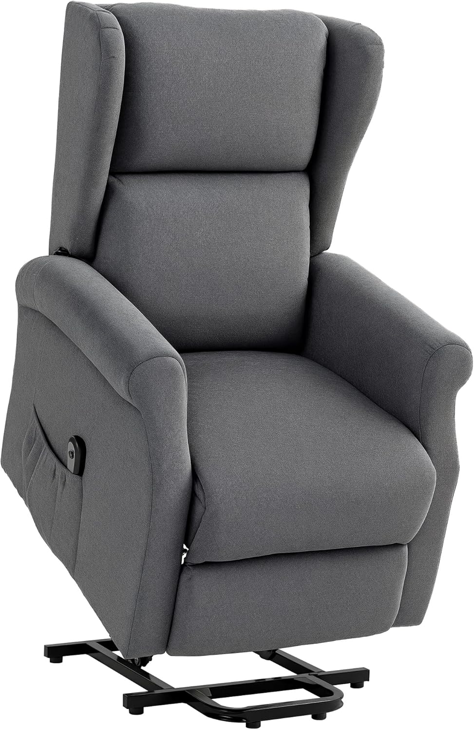 HOMCOM Store HOMCOM TV Chair with Standing Aid, Electric Recliner Chair with Reclining Function, TV Chair with Remote Control, Side Pocket, Linen Look, Dark Grey