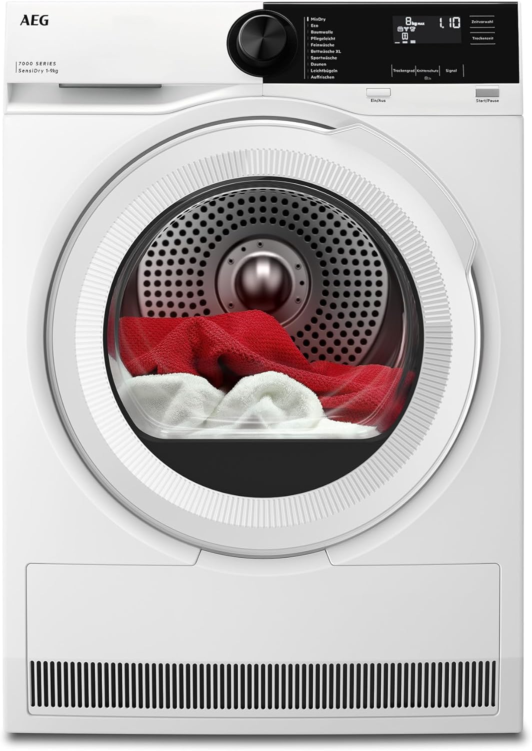 AEG Heat Pump Dryer 9 kg, Series 7000: SensiDry Gentle & Energy-Saving Drying Process, New Energy Class C, Automatic Volume, Changing Direction, Gentle Drum, Wrinkle Protection, TR7T65690