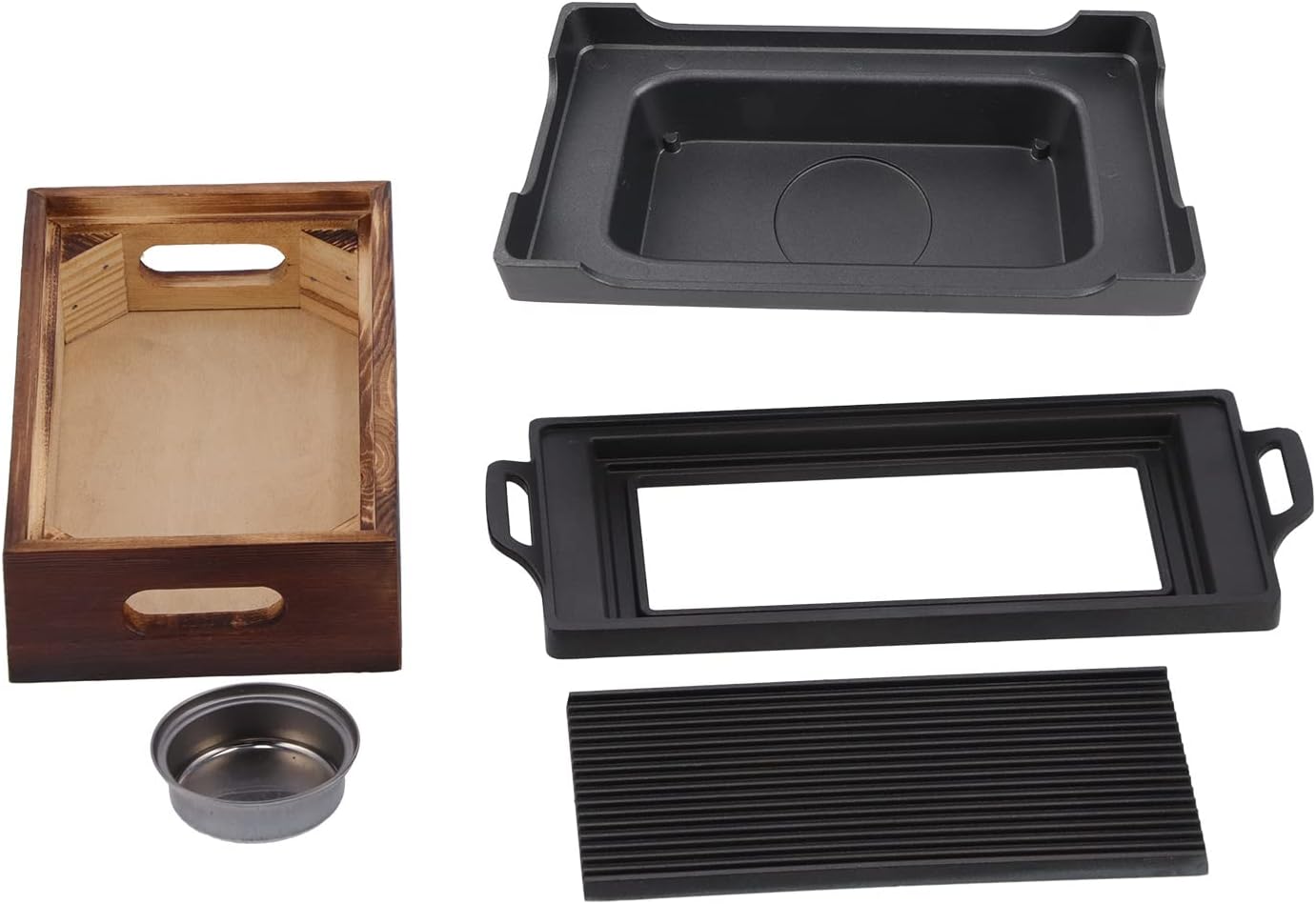 Inclined Barbecue Baking Tray, Healthy BBQ Grill Pan for Family Gatherings and Outdoor BBQs, BBQ Grill Pan for 3-5 People, Aluminium Alloy + Pine