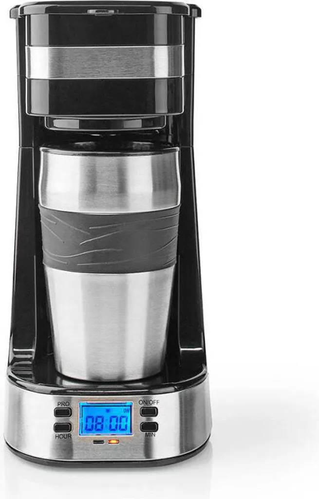 NEDIS Coffee Maker 1 Cup 700W 0.42L Timer Thermo Travel Mug swsi KACM310FBK