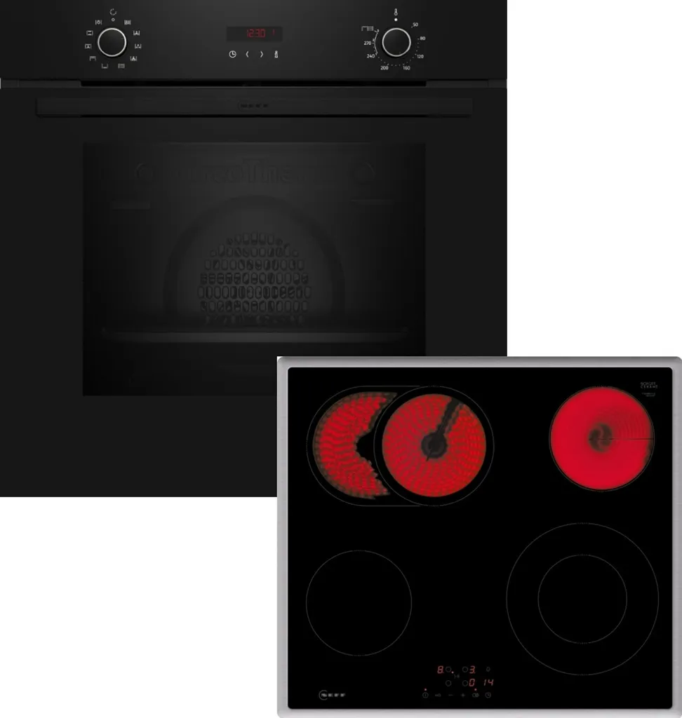 Neff BX46PB0 Set Pyrolytic Oven B2CCG6AK3 + Glass Ceramic Hob T16SBN1L0