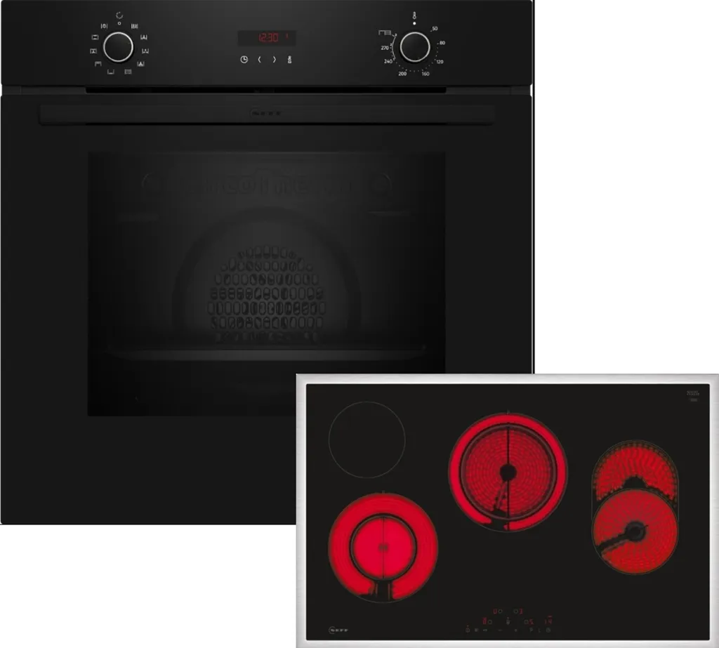 Neff BX48PB0 Set Pyrolytic Oven B2CCG6AK3 + Glass Ceramic Hob T18SDH9L0