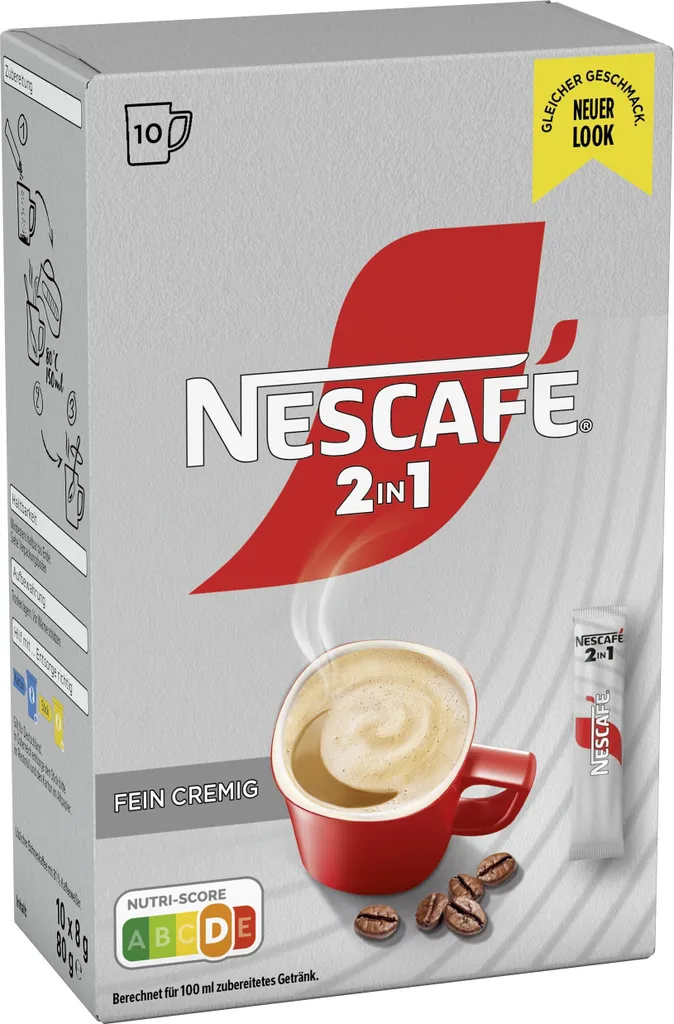 Nescafé 2in1 Sticks, instant coffee with creamer, instant coffee, 10 portion sticks