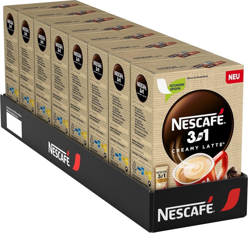 Nestlé NESCAFÉ 3in1 Creamy Latte Instant Coffee Powder Sticks (8-pack (8 x 10 x 150g))