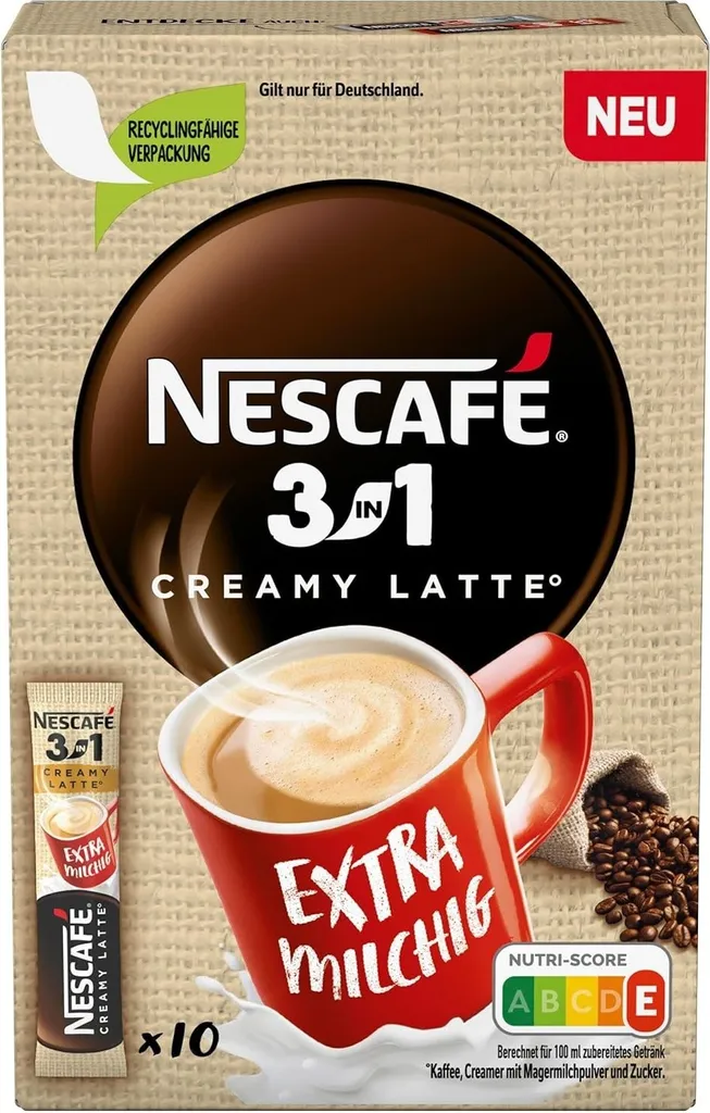 Nestlé Nescafe 3in1 Stix Creamy Latte 10 drink powder sticks 150g