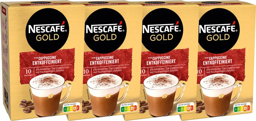 Nestlé Nescafe Cappuccino Decaffeinated Instant Coffee 10 x 12.5g 4-pack