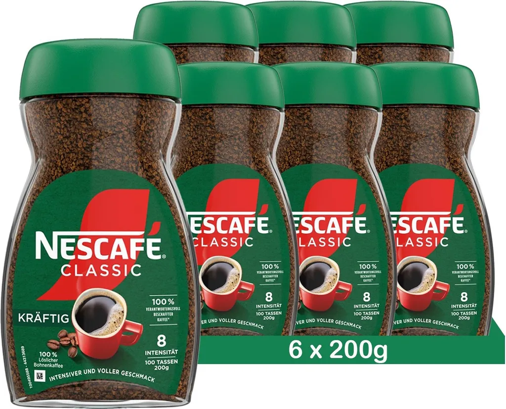 Nestlé NESCAFÉ Classic Strong, instant coffee made from dark roasted coffee beans (6 x 200g)