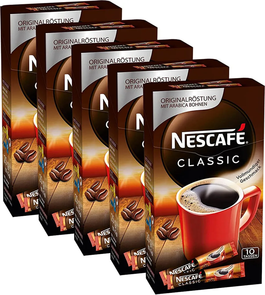 Nestlé Nescafe Classic instant coffee cup packs 10x2g 5-pack