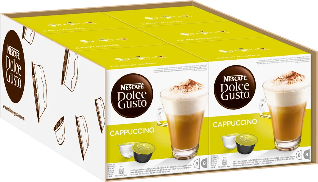 Nestlé Nescafé Dolce Gusto Cappuccino, Coffee, Coffee Capsule, 6-pack, 6 x 16 capsules (48 servings)