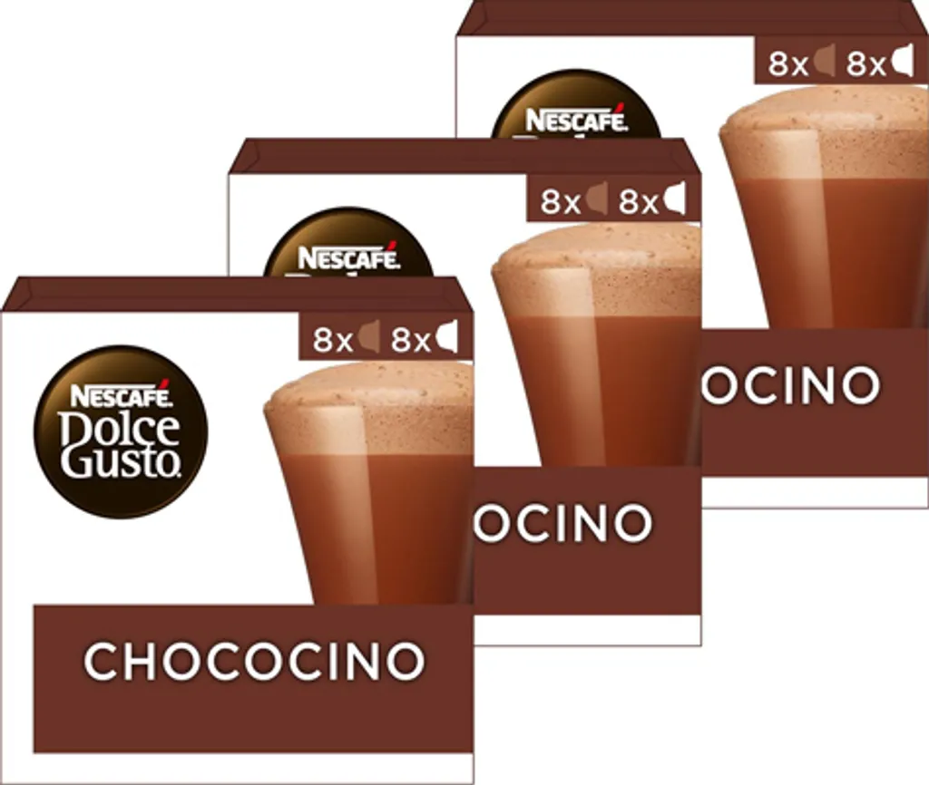 Nestlé Nescafé Dolce Gusto Chococino Cocoa Set of 3, Cocoa Capsule, Chocolate, 16 Capsules (8 Servings) C