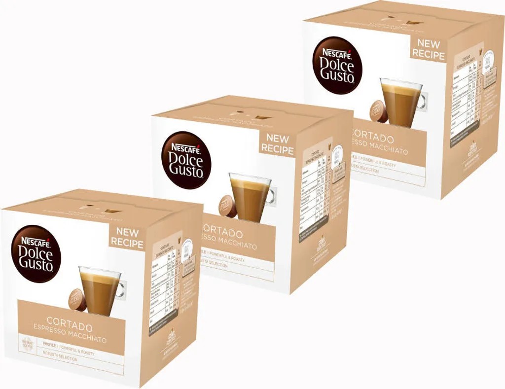 Nestlé Nescafé Dolce Gusto Cortado Espresso Macchiato Storage Box, Set of 3, Coffee, Coffee Capsules, 3 x 30 Capsules