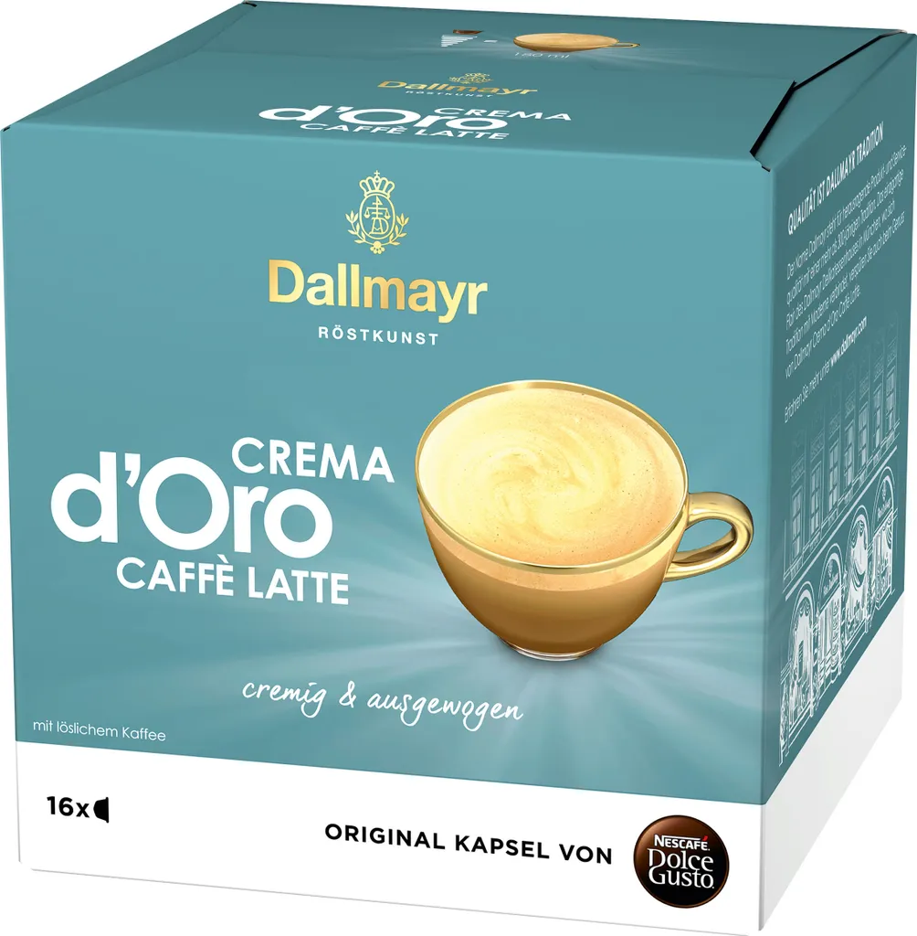 Nestlé Nescafé Dolce Gusto Dallmayr Crema dOro Caffé Latte, coffee capsule, coffee, 16 capsules