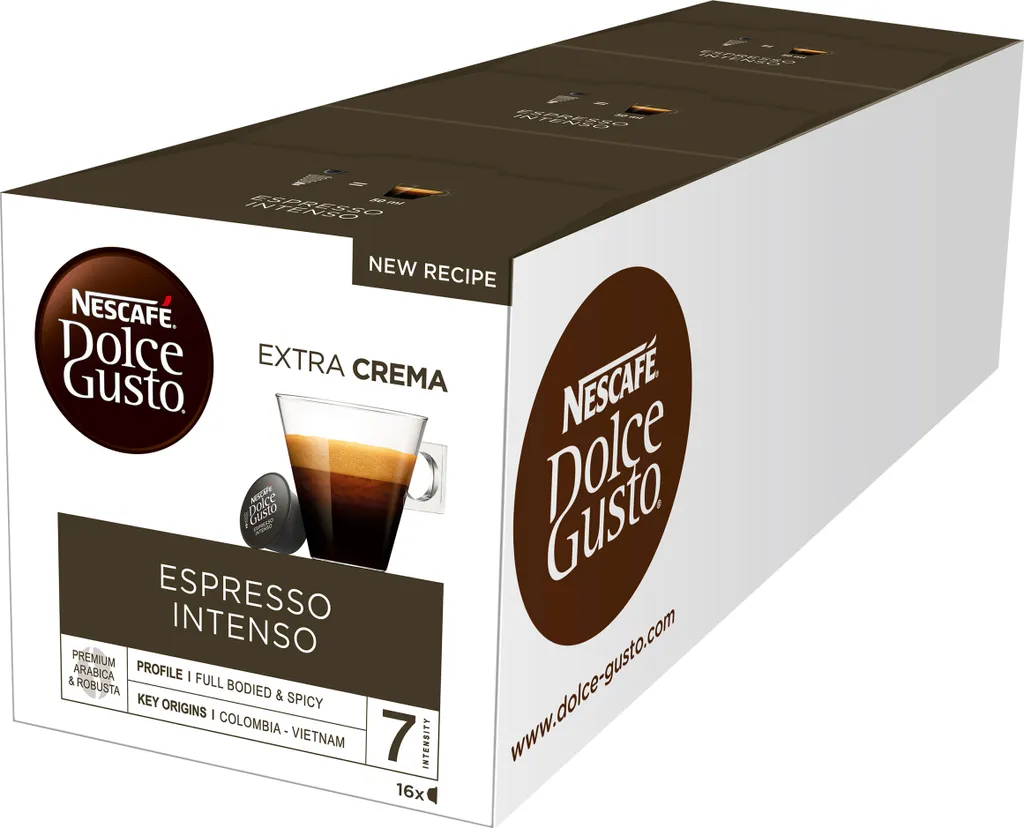 Nestlé Nescafé Dolce Gusto Espresso Intenso, Strong, Coffee, Coffee Capsule, 3-pack, 3 x 16 Capsules