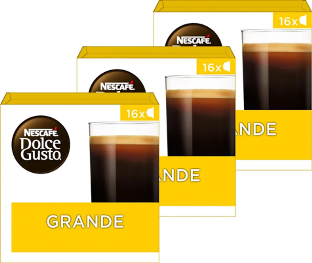 Nestlé Nescafé Dolce Gusto Grande, Coffee, Coffee Capsule, 3-pack, 3 x 16 Capsules