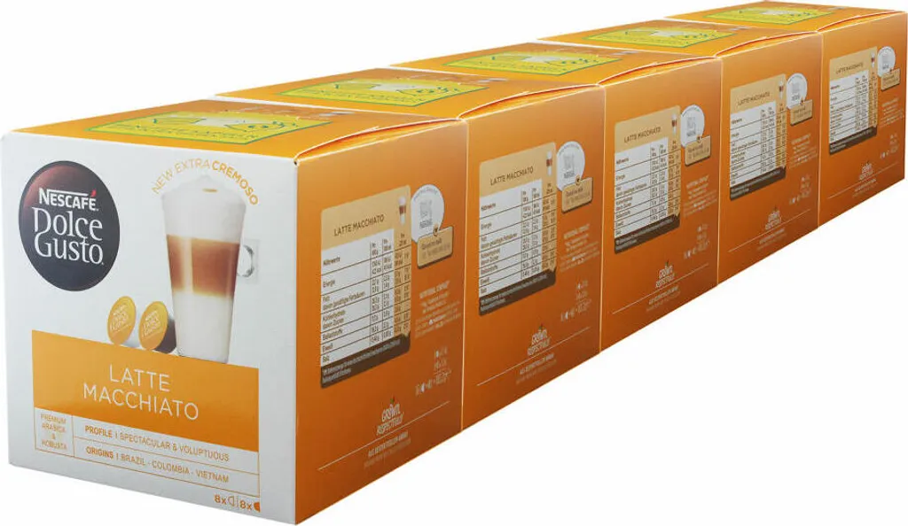 Nestlé Nescafé Dolce Gusto Latte Macchiato, Coffee, Coffee Capsules, Pack of 5, 5 x 16 Capsules (40 servings) 970g