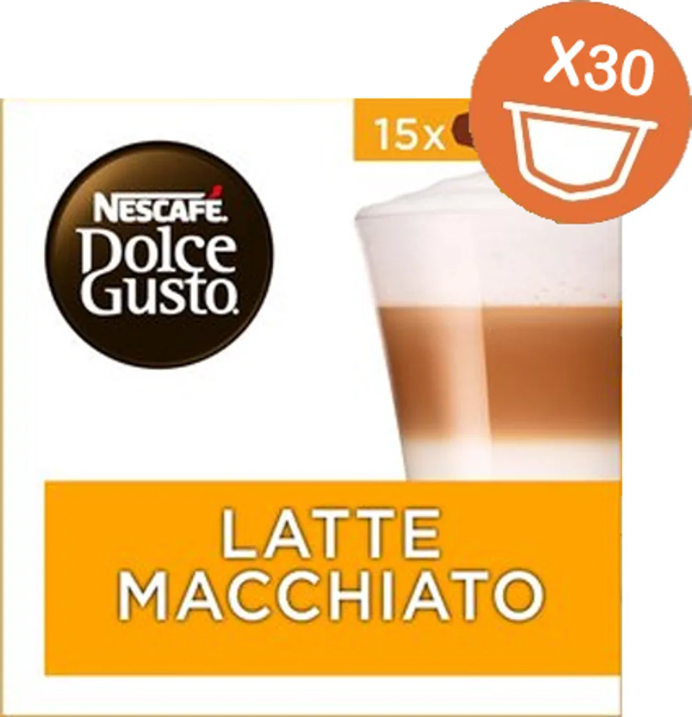Nestlé Nescafé Dolce Gusto Latte Macchiato Storage Box, Coffee, Coffee Capsules, 30 Capsules / 15 Servings