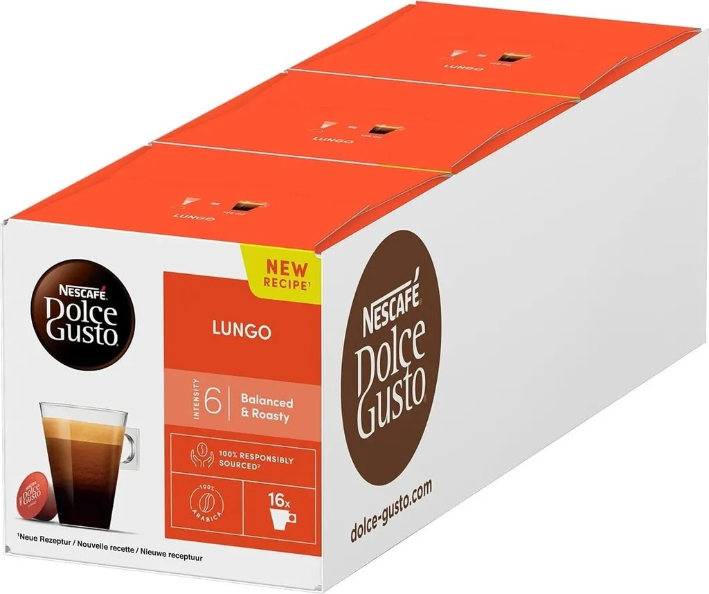 Nestlé Nescafé Dolce Gusto Lungo coffee capsules (3 x 16 capsules)