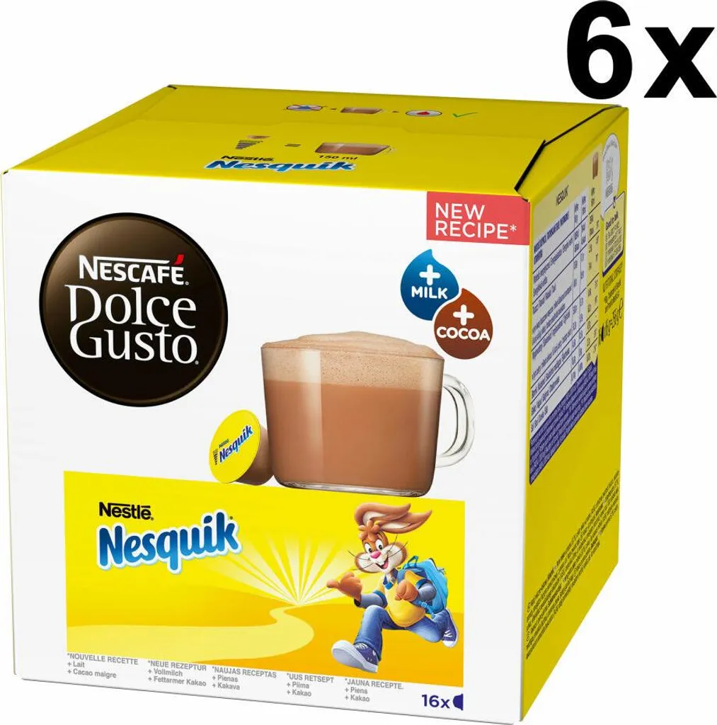 Nestlé Nescafé Dolce Gusto Nesquik, Cocoa, Chocolate, 6-pack, 6 x 16 capsules 1536g