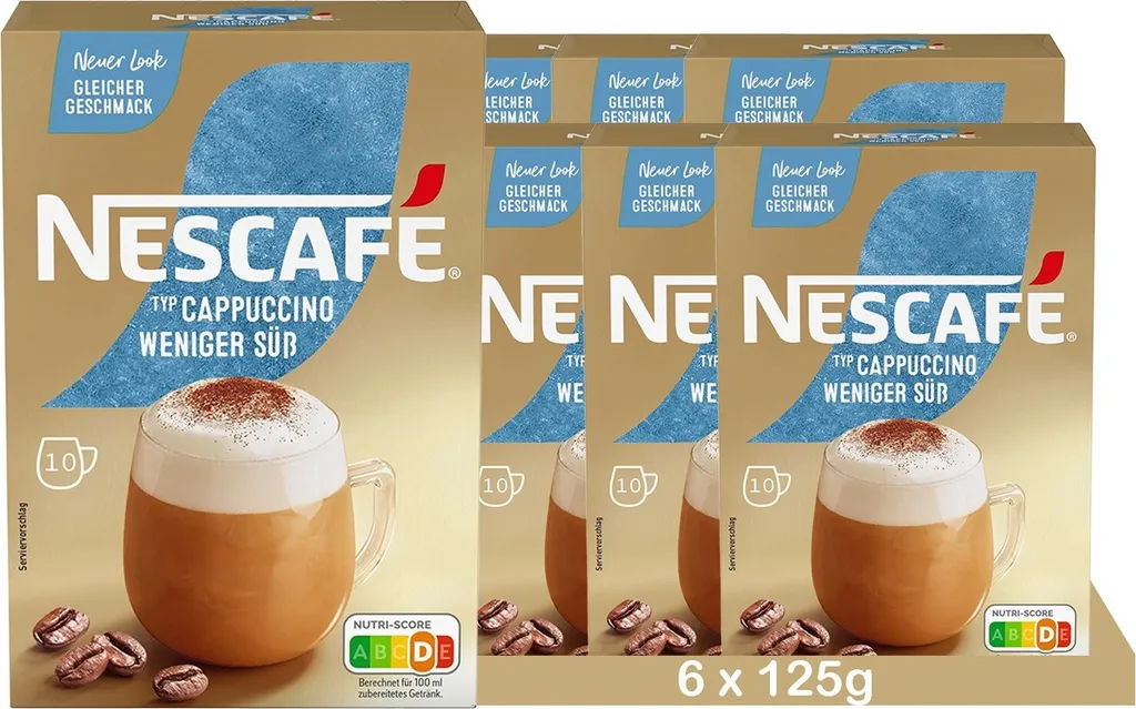 Nestlé NESCAFÉ Gold Cappuccino Less Sweet Sticks (6 x 125g)